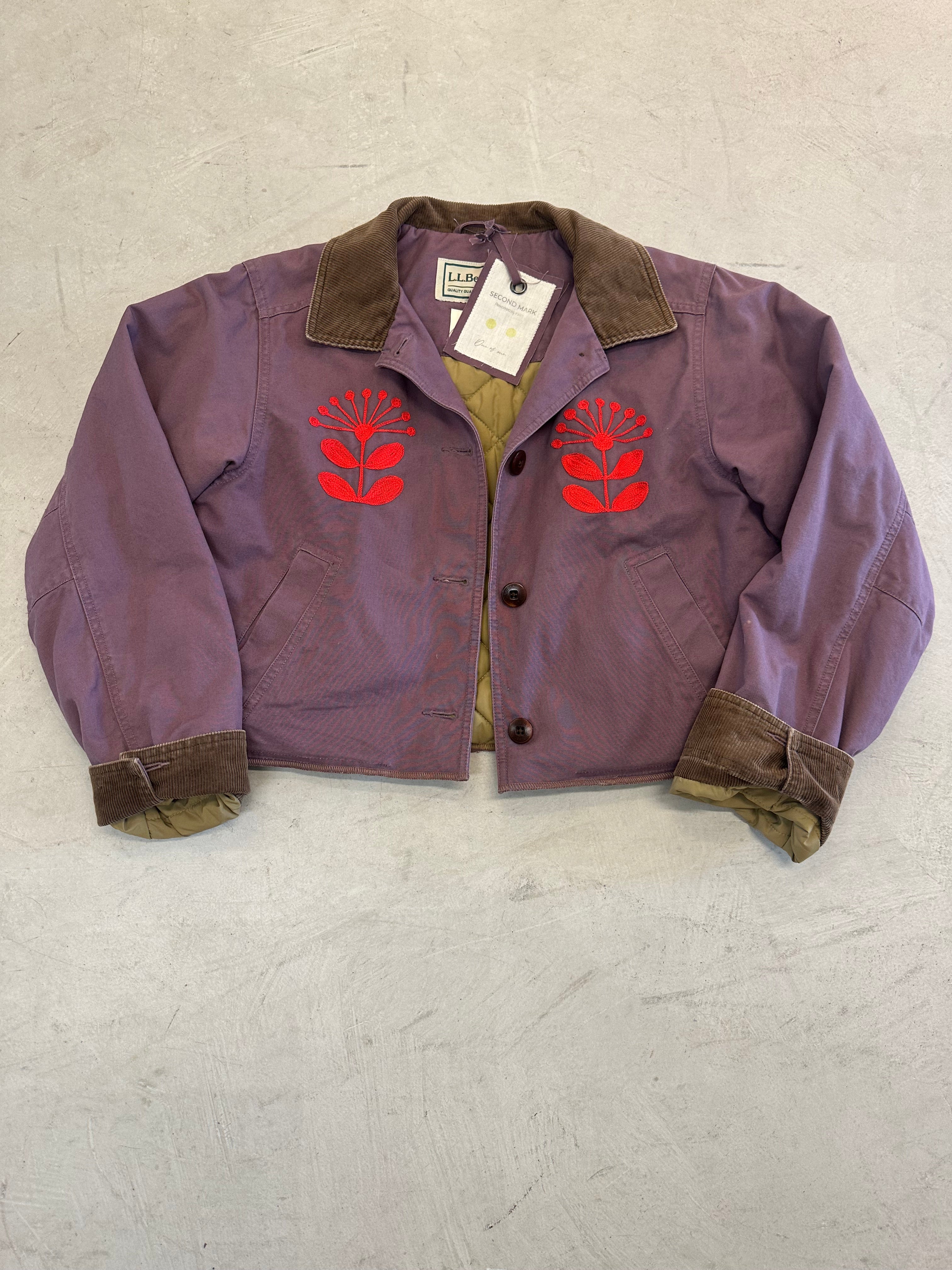 LL Bean Barn Jacket — Plum, Nordic Flower